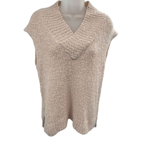 Michael Stars XS Beige Knit Sweater Vest Cowl Neck Sleeveless Pullover Soft Cozy - Picture 1 of 7